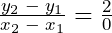 \frac{y_2\;-\;y_1}{x_2\;-\;x_1}=\frac{2}{0}