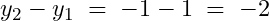 y_2-y_1\;=\;-1-1\;=\;-2